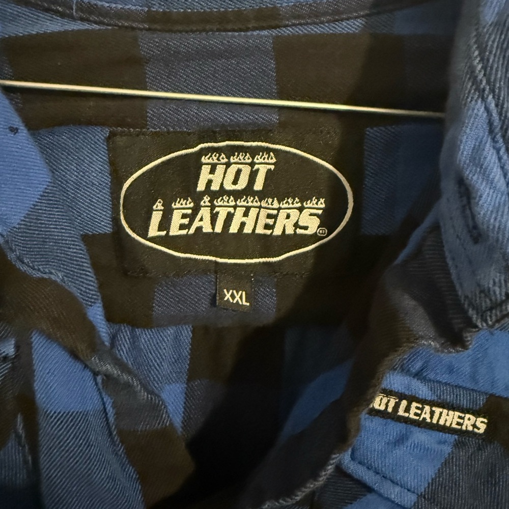 Hot Leathers Mens XXL Blue Flannel Heavyweight Shirt Buffalo Plaid Skull - Picture 3 of 4